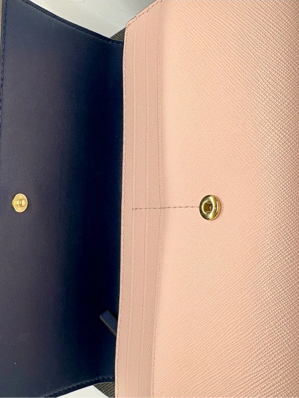 Tory Burch Pale Pink Saffiano Leather Continental Wallet with Gold Logo